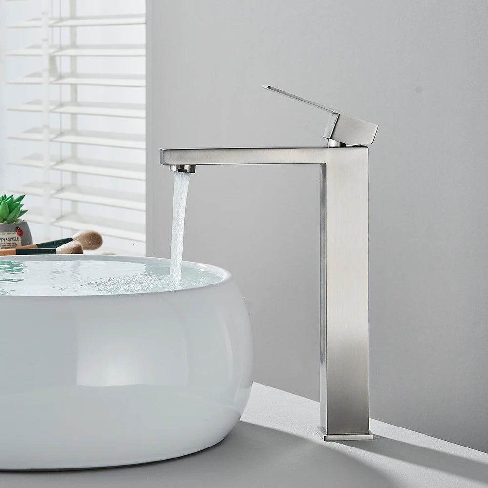 Matte Black Bathroom Basin Faucet Stainless Steel Cold Hot Mixer Deck Mounted Sink Mixer Tap Bathroom Crane Waterfall Tapware - https://mohammadcollection.com