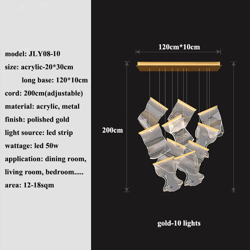 Modern MC THE BLACK DIAMOND LED chandelier fixture with sleek design, ideal for living and dining room lighting.