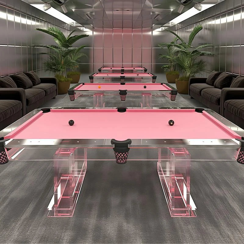 Pink acrylic luxury billiard table by MC THE BLACK DIAMOND, sleek and stylish home entertainment billiard table design