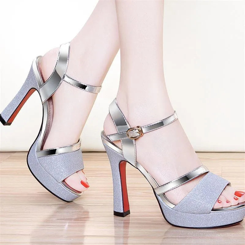MC THE BLACK DIAMOND luxury women's peep toe pumps with high heels, fish mouth design, 11.5cm heel height, elegant women's sandals.
