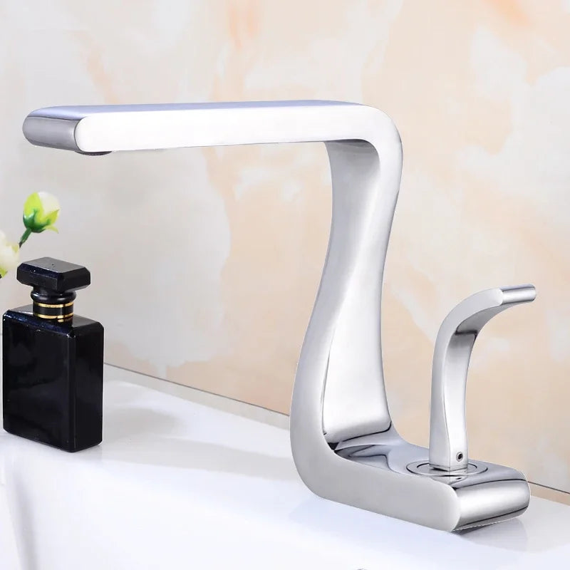 Luxury White Gold Bathroom Mixer Tap Brass Wash Basin Faucet Hot and Cold Water Sink Retro Faucet Single Hole Faucet Bathroom - https://mohammadcollection.com
