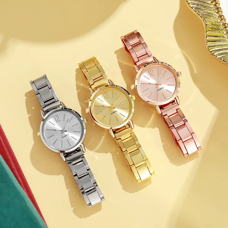 Two luxury women's watches by MC The Black Diamonds with simple dials and hollow straps in a stylish set.