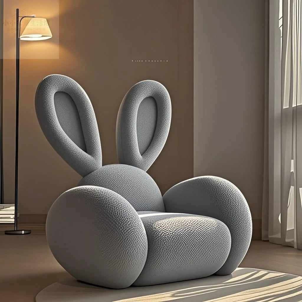 Cream Wind Creative Rabbit Fabric Sofas Living Room Single Sofa Furniture Couch Armchair White Pink Grey 1 Person Sofa luxury - https://mohammadcollection.com