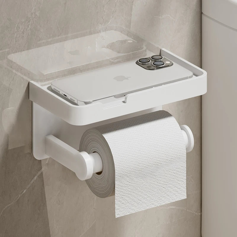 Aluminum Alloy Paper Holder Wall-Mounted Toilet Roll Paper Holder No Drilling Bathroom Kitchen Paper Holder - https://mohammadcollection.com