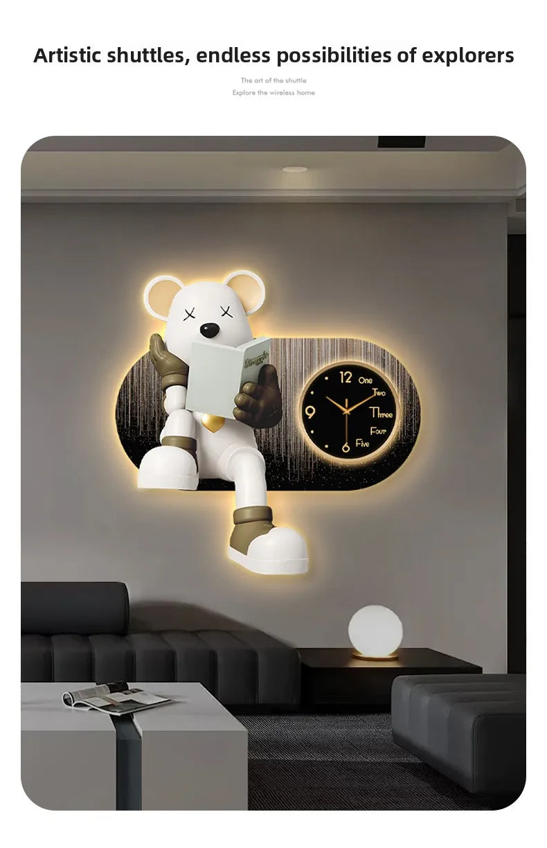 Creative Living Room Decoration Wall Clock Modern Design Cartoon Bear LED Clock Wall Painting Children Room Clock Luminous Mute - ๐๐ฎ ๐๐๐ ๐น๐๐๐๐ ๐ป๐๐๐๐ ๐๐