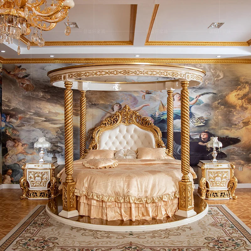European Luxury Round Bed Design Wedding Lounge Aesthetics Romantic Comfortable Bed Castle King Size Muebles Home Furniture - https://mohammadcollection.com