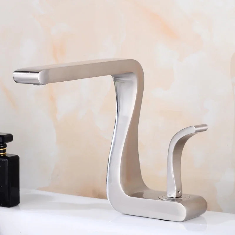 Luxury White Gold Bathroom Mixer Tap Brass Wash Basin Faucet Hot and Cold Water Sink Retro Faucet Single Hole Faucet Bathroom - https://mohammadcollection.com