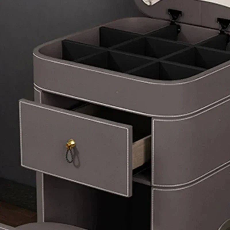 Modern MC THE BLACK DIAMOND makeup vanity with drawer, mirror, and stool, featuring sleek Nordic design and hotel-style elegance.