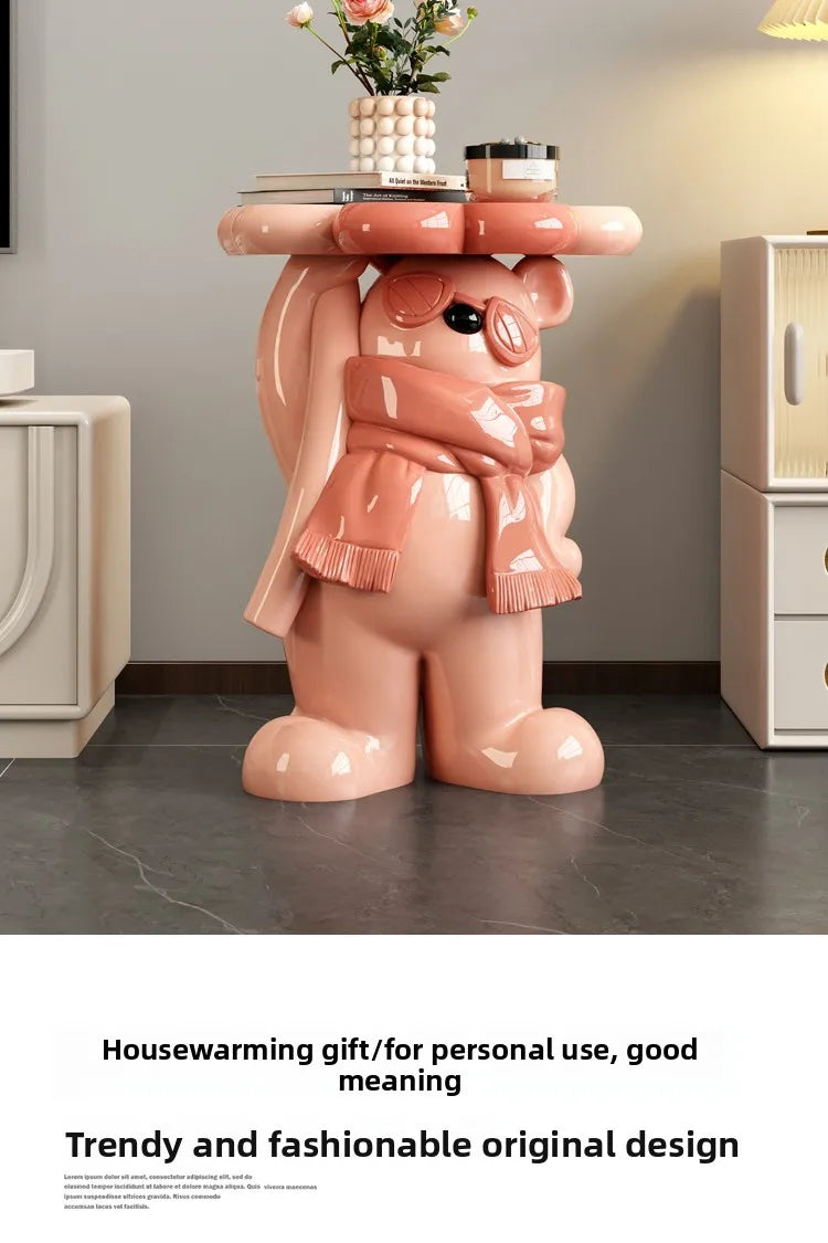 Nordic Style Living Room Small Coffee Table Creative Cartoon Bear Sofa Side Table Kawaii Room Decor Bedside Table Storage Rack - 𝕄𝕮 𝕋𝕙𝕖 𝔹𝕝𝕒𝕔𝕜 𝔻𝕚𝕒𝕞𝕠𝕟𝕕