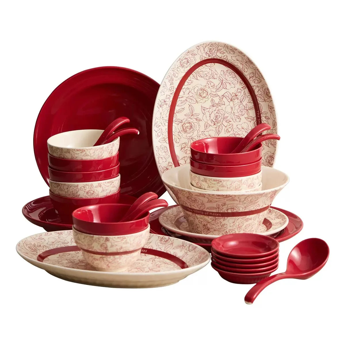 Red retro ceramic dinner plate and bowl set by ๐๐ ๐๐๐ ๐น๐๐๐๐ ๐ป๐๐๐๐ ๏ฟฝ
