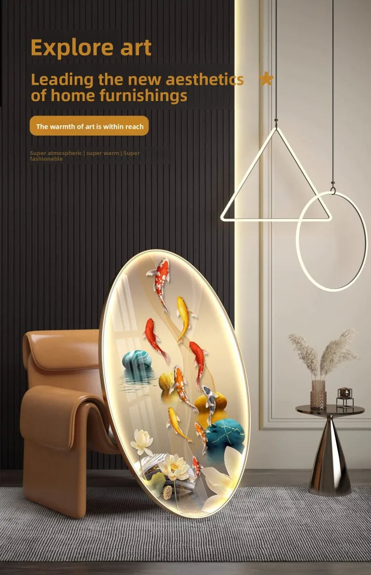 Light Luxury Wall Art Nine Fish Picture Entrance Wall Decor Aesthetic High End Living Room Corridor Luminous LED Light Painting - ๐๐ฎ ๐๐๐ ๐น๐๐๐๐ ๐ป๐๐๐๐ ๐๐
