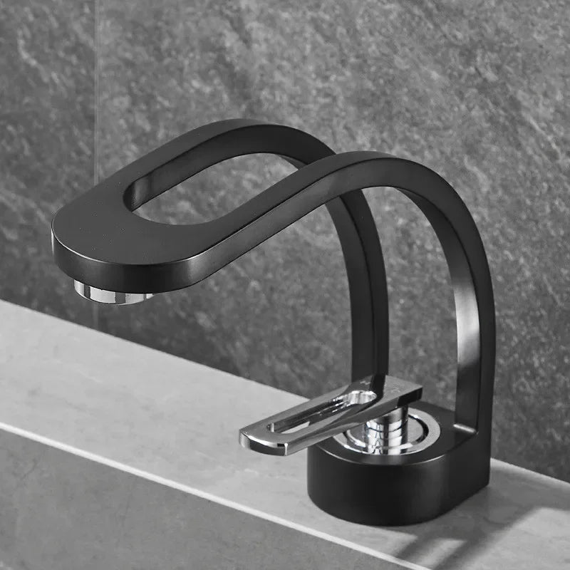 Black, grey, white, and gold MC THE BLACK DIAMOND bathroom mixer tap for wash basin, modern bath fixture with stylish finish.