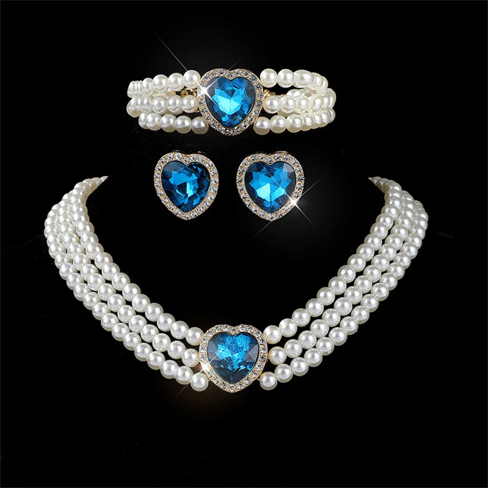 Elegant bridal jewelry set featuring a versatile necklace and matching earrings by MC THE BLACK DIAMOND, perfect for special occasions.