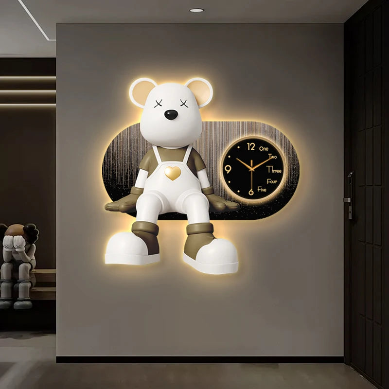 Creative Living Room Decoration Wall Clock Modern Design Cartoon Bear LED Clock Wall Painting Children Room Clock Luminous Mute - ๐๐ฎ ๐๐๐ ๐น๐๐๐๐ ๐ป๐๐๐๐ ๐๐