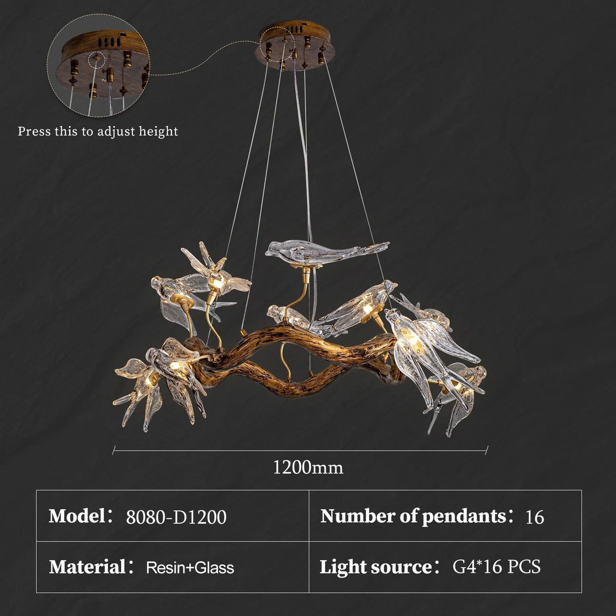 Vintage round bird chandelier with swallow design, MC THE BLACK DIAMOND ceiling lighting fixture featuring intricate metalwork and elegant style.