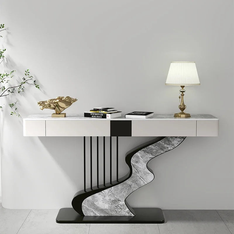 Modern MC Black Diamond midcentury metal console table with sleek frame and minimalist design for entryways or living spaces.