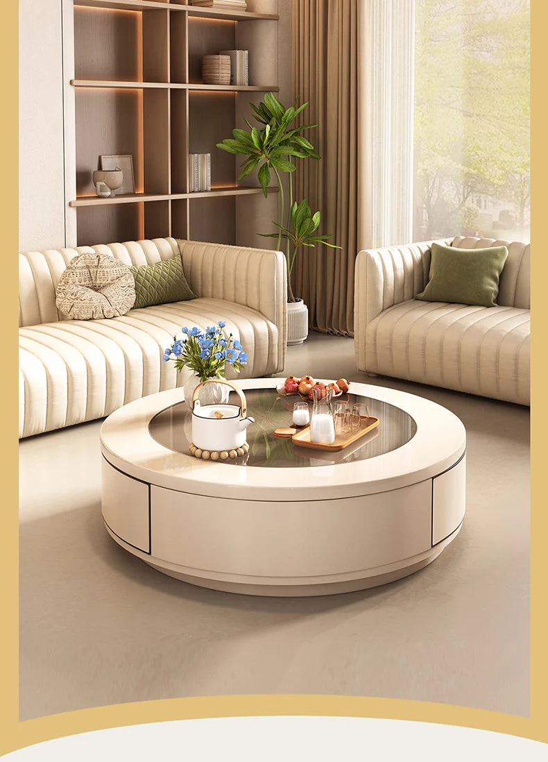 Minimalist Nordic luxury design coffee table by MC THE BLACK DIAMOND, showcasing sleek storage and modern aesthetic in a contemporary setting.