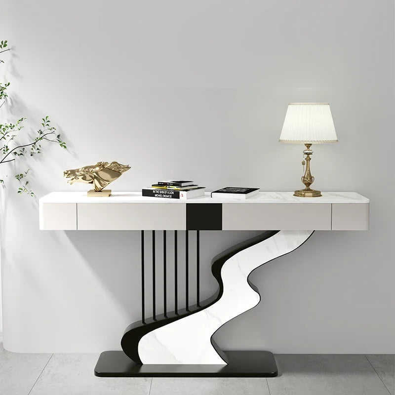 Modern MC Black Diamond midcentury metal console table with sleek design and sturdy frame, ideal for entryway or living space.