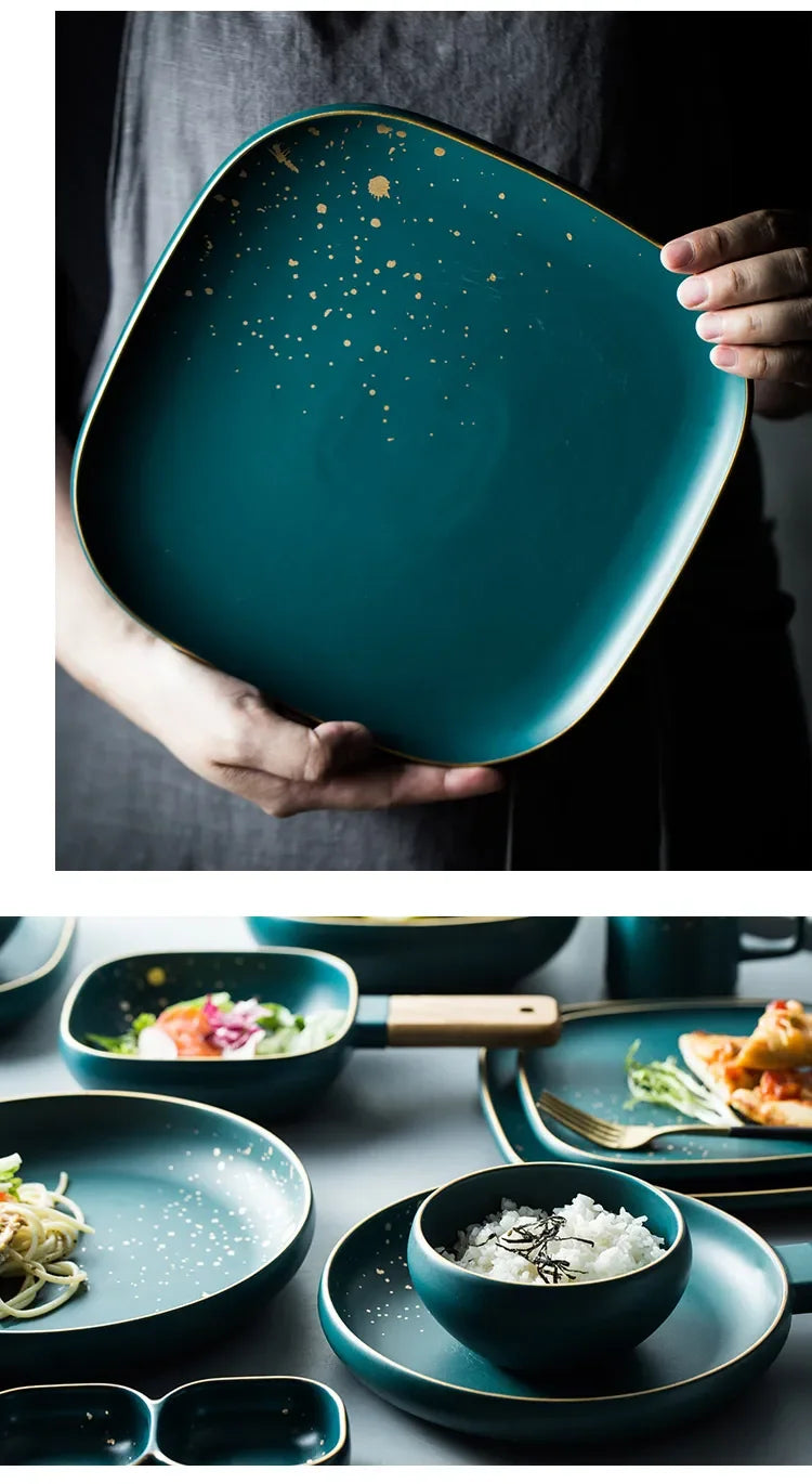 Nordic dark green ceramic Western plate and plate set by ๐๐ ๐๐๐ ๐น๐๐๐๐ ๐ป๐๐๐๐