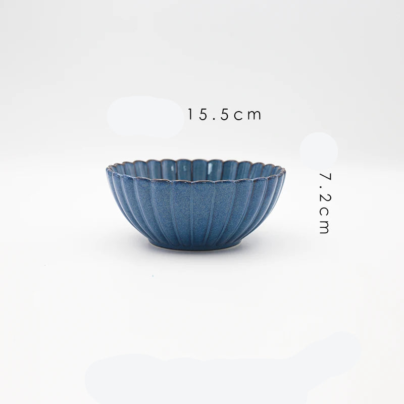 MC THE BLACK DIAMOND Western dinnerware set with kiln-variable glaze, featuring plates, bowls, and cups arranged on a table.