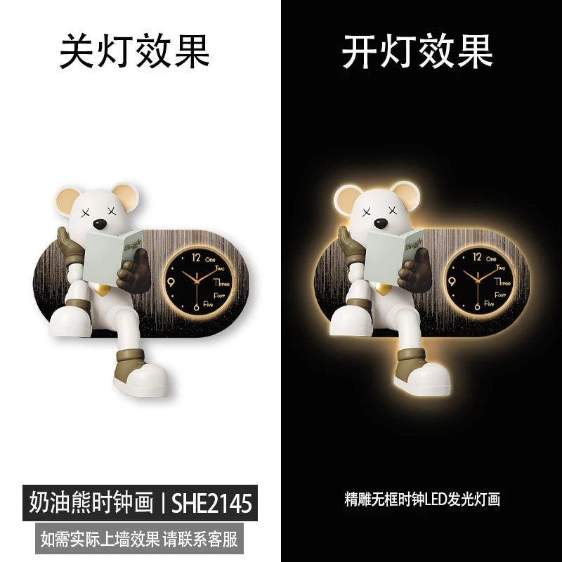 Creative Living Room Decoration Wall Clock Modern Design Cartoon Bear LED Clock Wall Painting Children Room Clock Luminous Mute - ๐๐ฎ ๐๐๐ ๐น๐๐๐๐ ๐ป๐๐๐๐ ๐๐