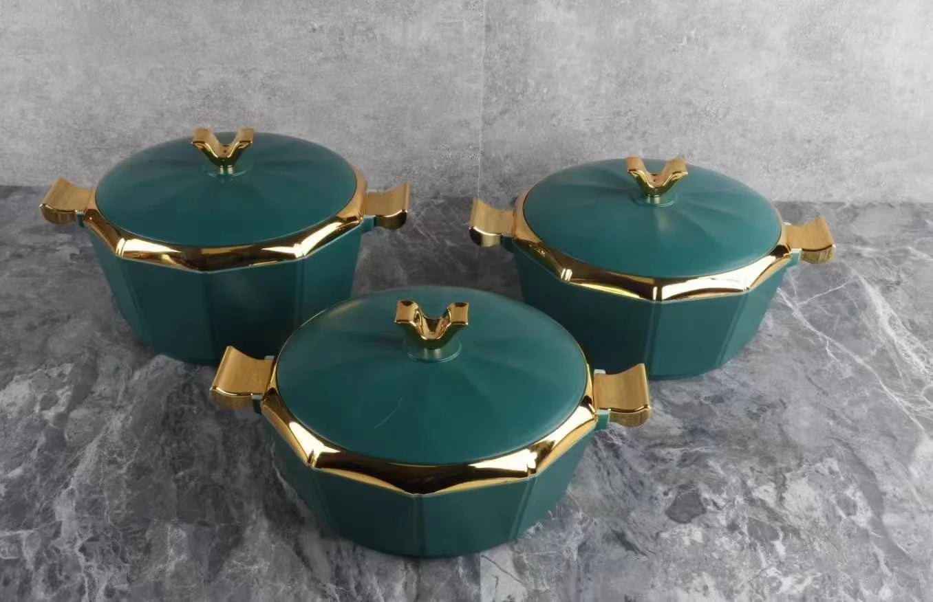 Design Food Warmer Casserole set with three thermal insulated containers in 2, 2.5, and 3L sizes from MC The Black Diamonds, suitable for hotpot.