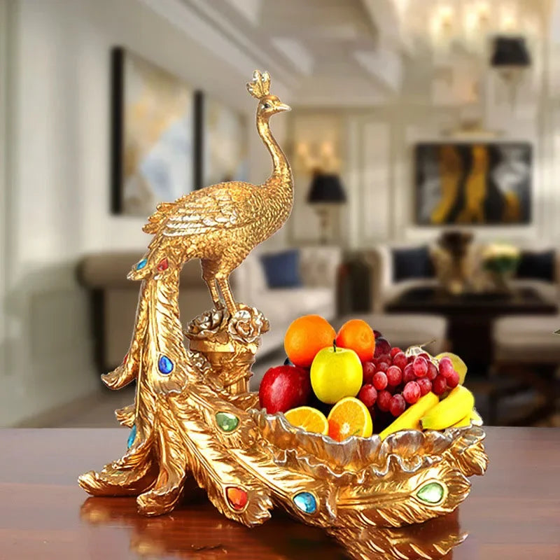 European Style Peacock Fruit Candy Plate Home Living Room Dim Sum Dry Fruit Plate Desktop Creative Storage Decoration Snack Tray - https://mohammadcollection.com