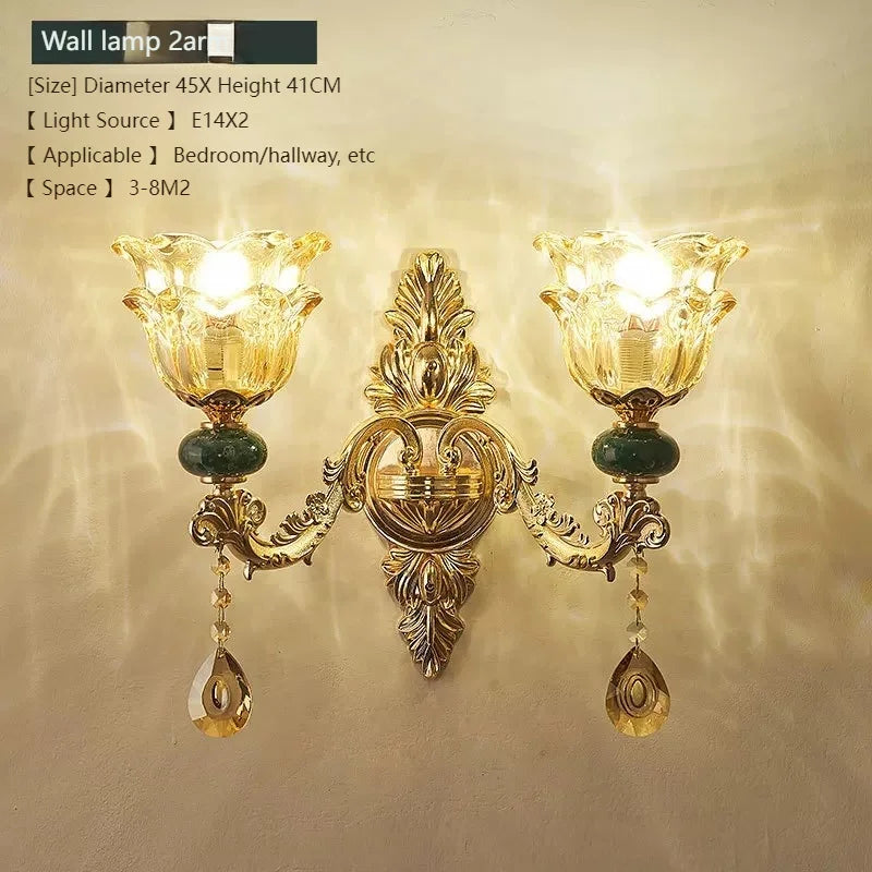 LED Crystal Ceramic Retro Ceiling Chandelier European Style Lamp Living Room Bedroom Villa Duplex Plant Fun Luxury Chandelier - https://mohammadcollection.com