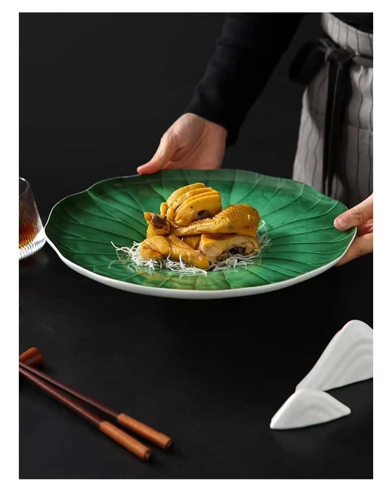 Unique Green Lotus Leaf Plate H