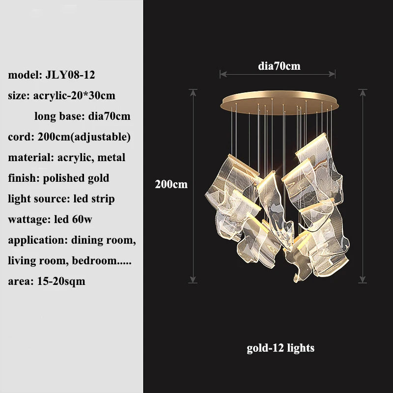 Modern LED chandelier by MC THE BLACK DIAMOND, stylish lighting fixture for living and dining rooms, featuring sleek contemporary design.