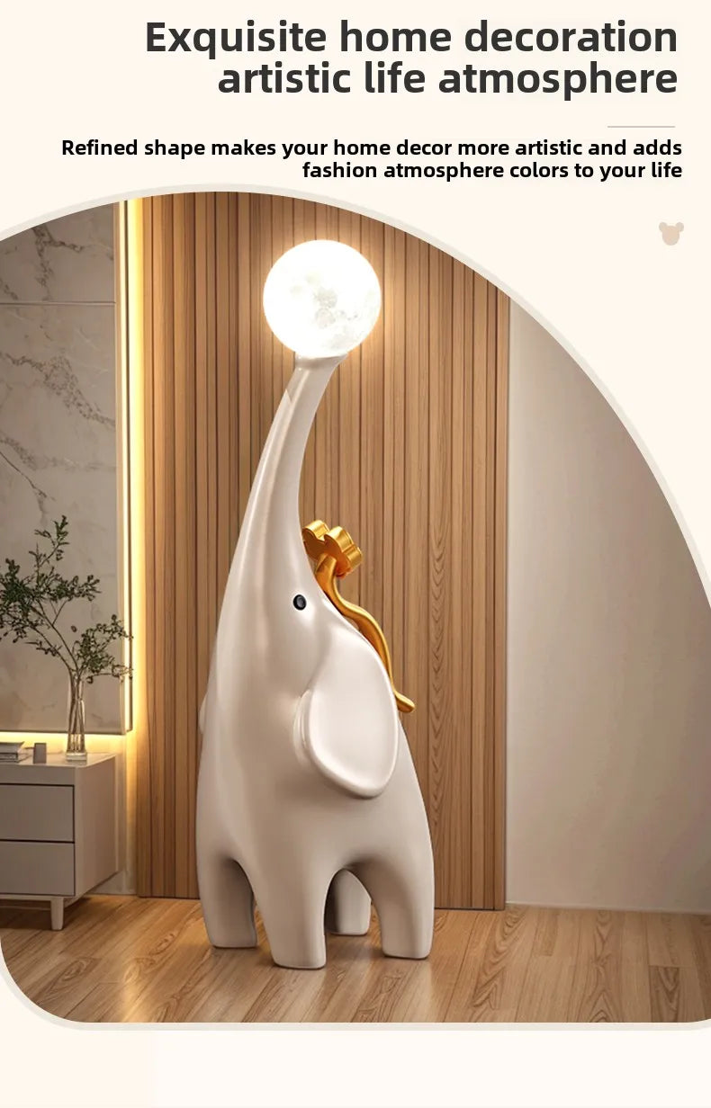 Modern MC THE BLACK DIAMOND elephant sculpture for home decor, creative animal statue for living room or gift.