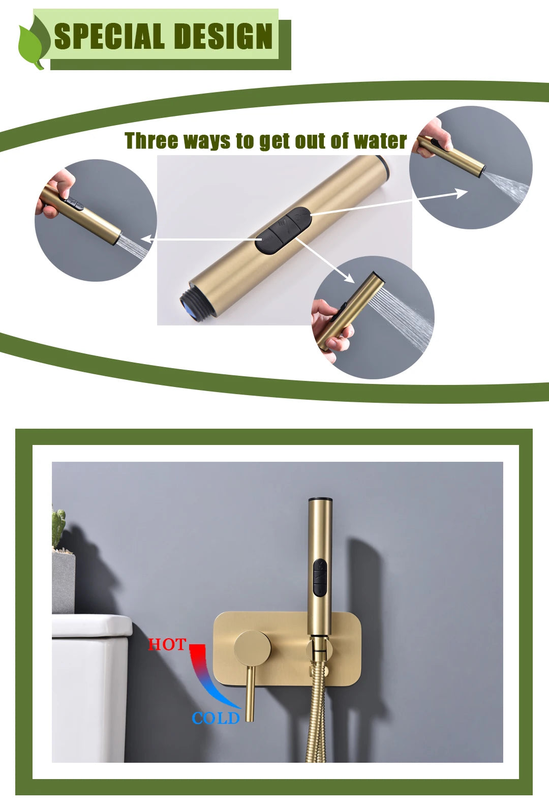 Wall Mounted Bidet Sprayer Faucet