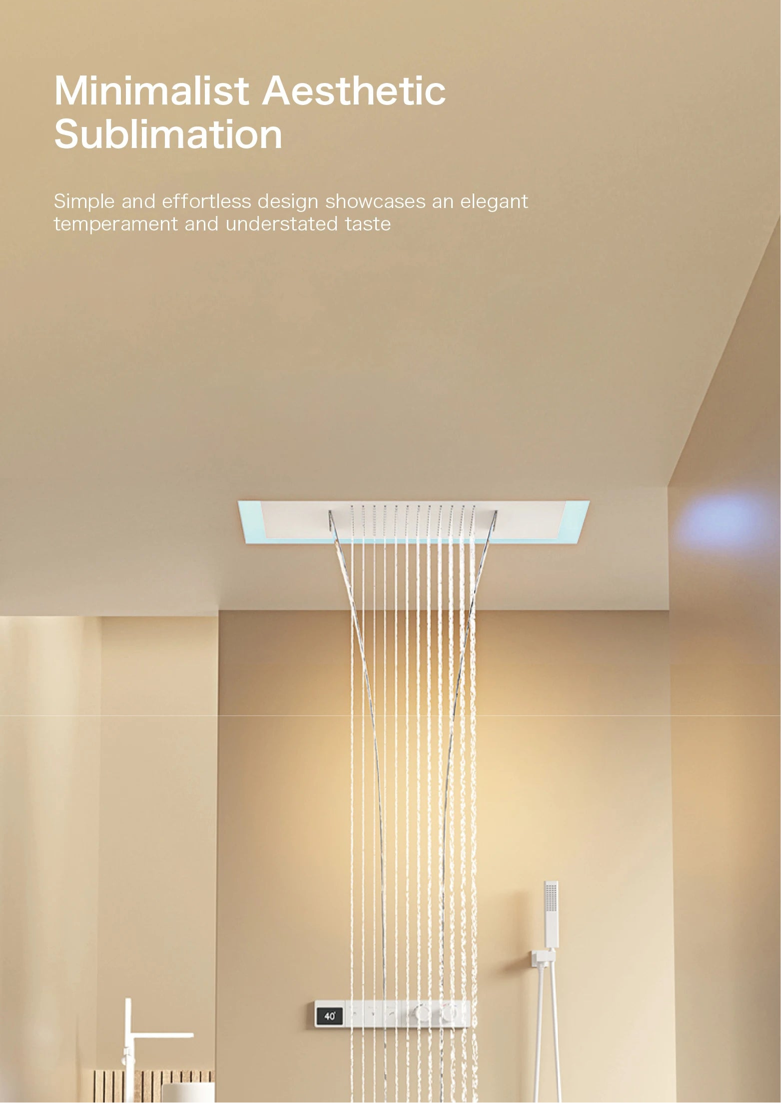 Luxury white brass shower system with digital display, dual control wall-mounted bath faucet by MC THE BLACK DIAMOND