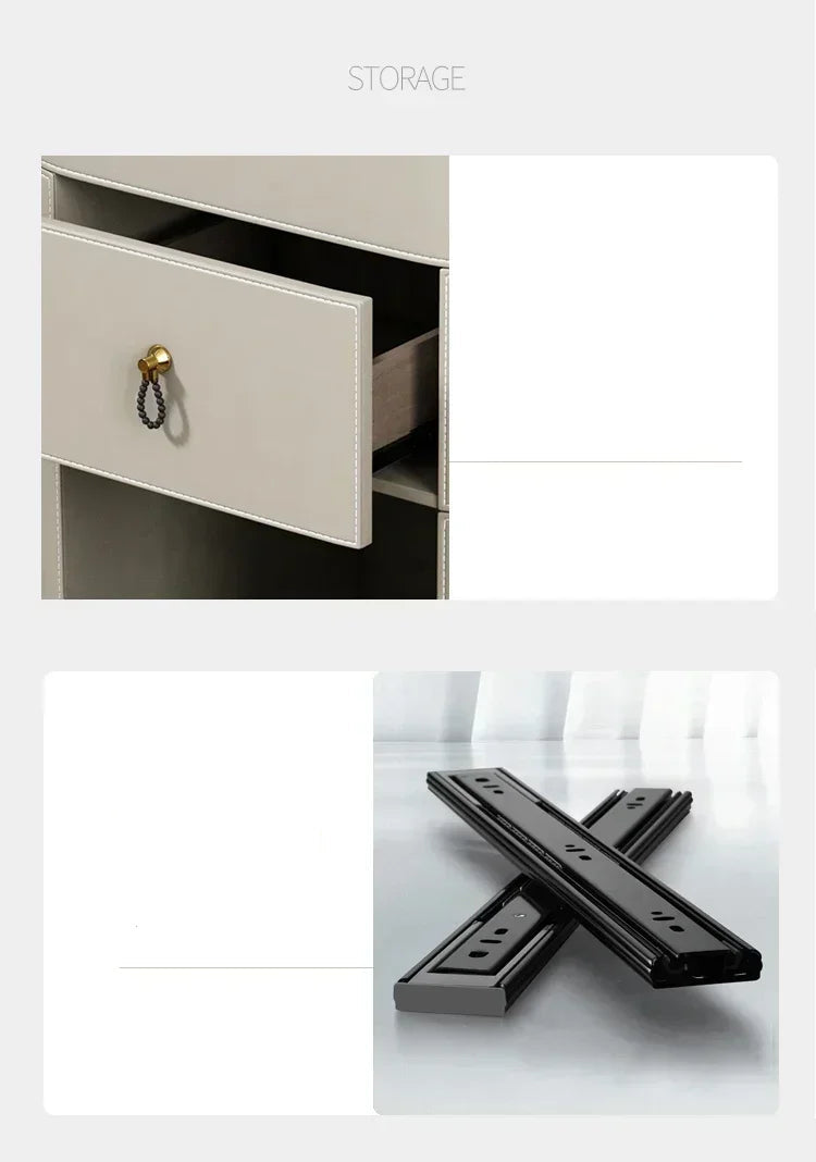 Modern MC THE BLACK DIAMOND makeup vanity with storage drawer, luxury mirror, and sleek stool for elegant beauty organization.