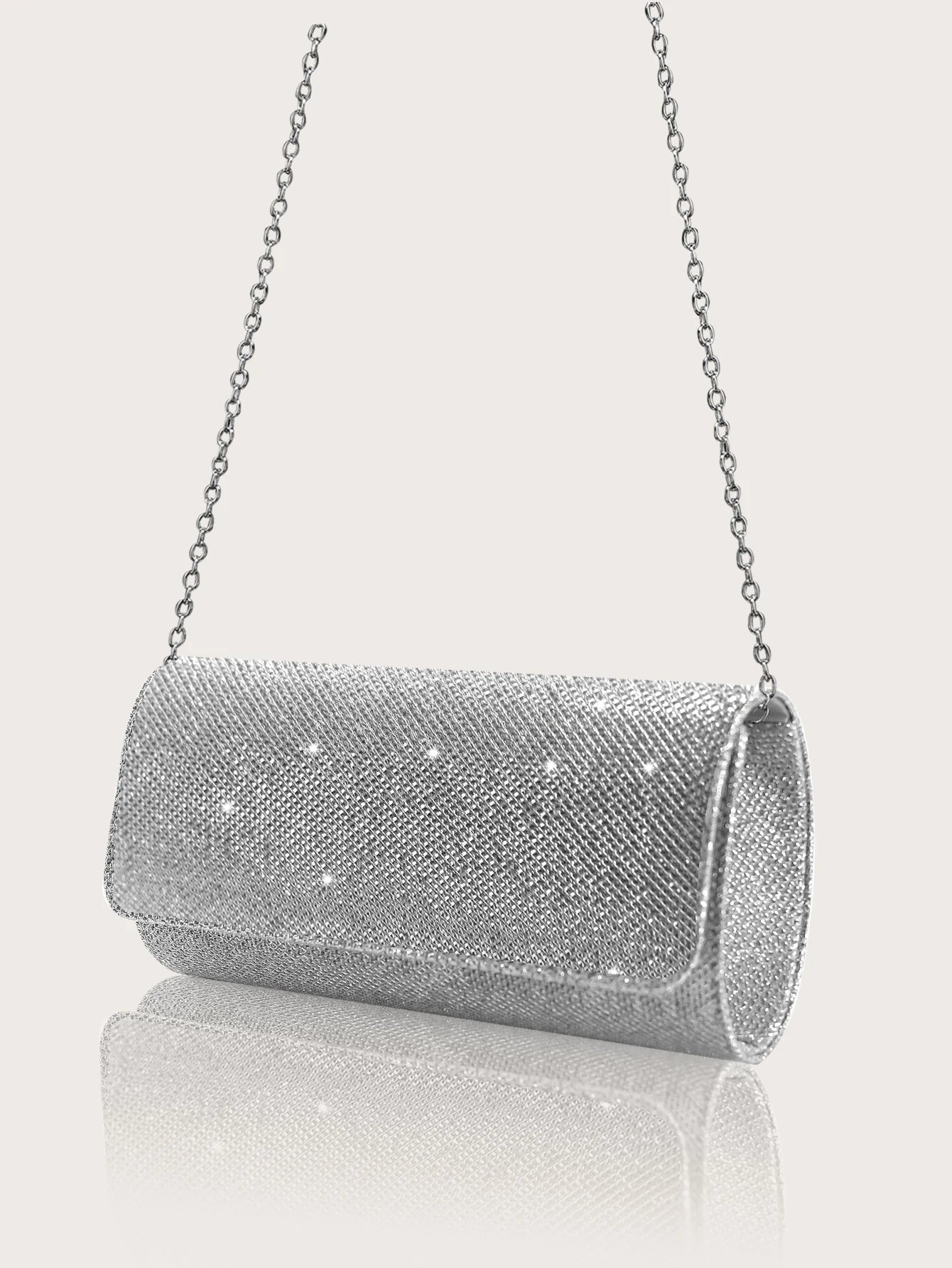 Elegant MC THE BLACK DIAMOND sparkly party clutch bag with rhinestone necklace, earrings, and bracelet set for sophisticated evening wear.