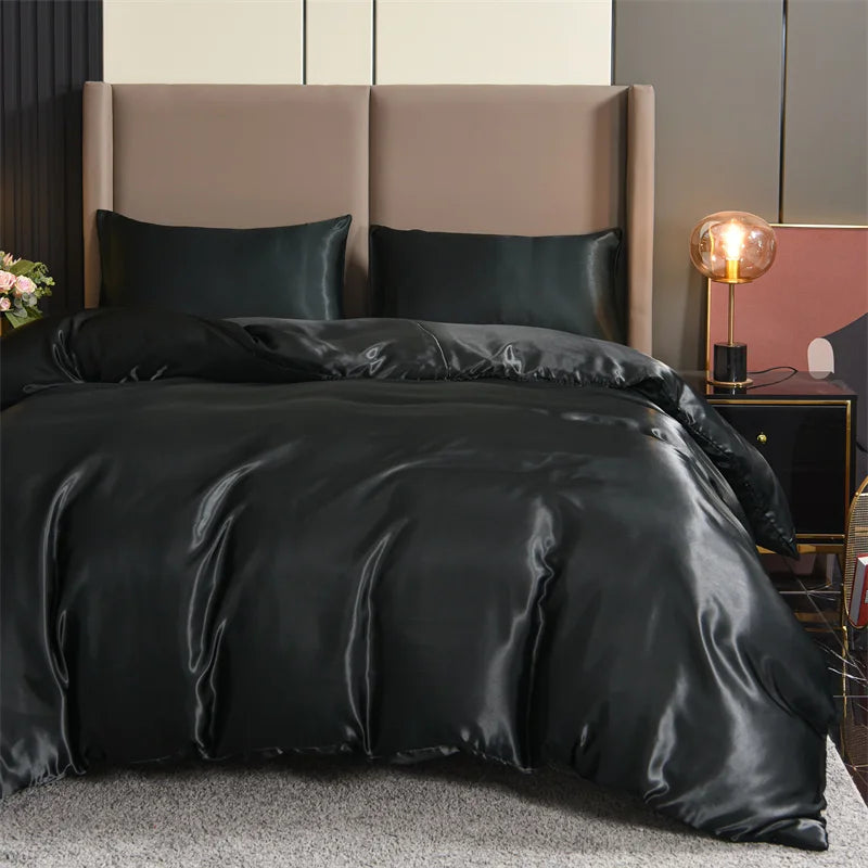 Three-piece satin duvet cover set by 𝕄𝕔 𝕋𝕙𝕖 𝔹𝕝𝕒𝕔𝕜 𝔻𝕚𝕒𝕞𝕠𝕟�