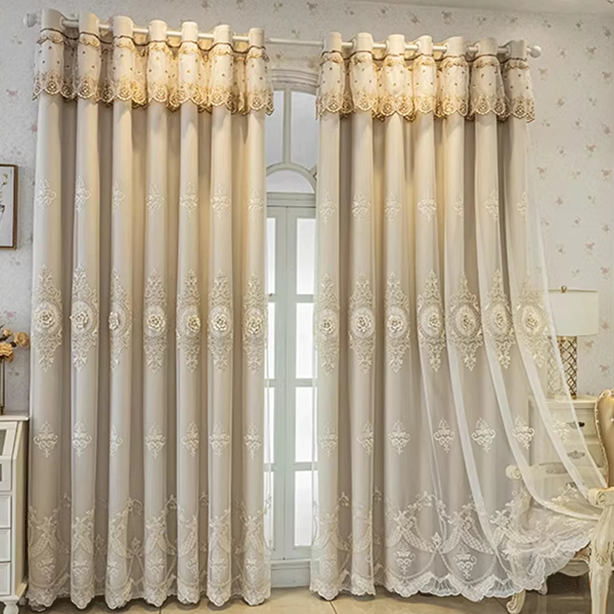 Pink Chenille European Thickened Curtains High-end Embroidered Relief Three-dimensional Blackout Curtains Finished Products - https://mohammadcollection.com