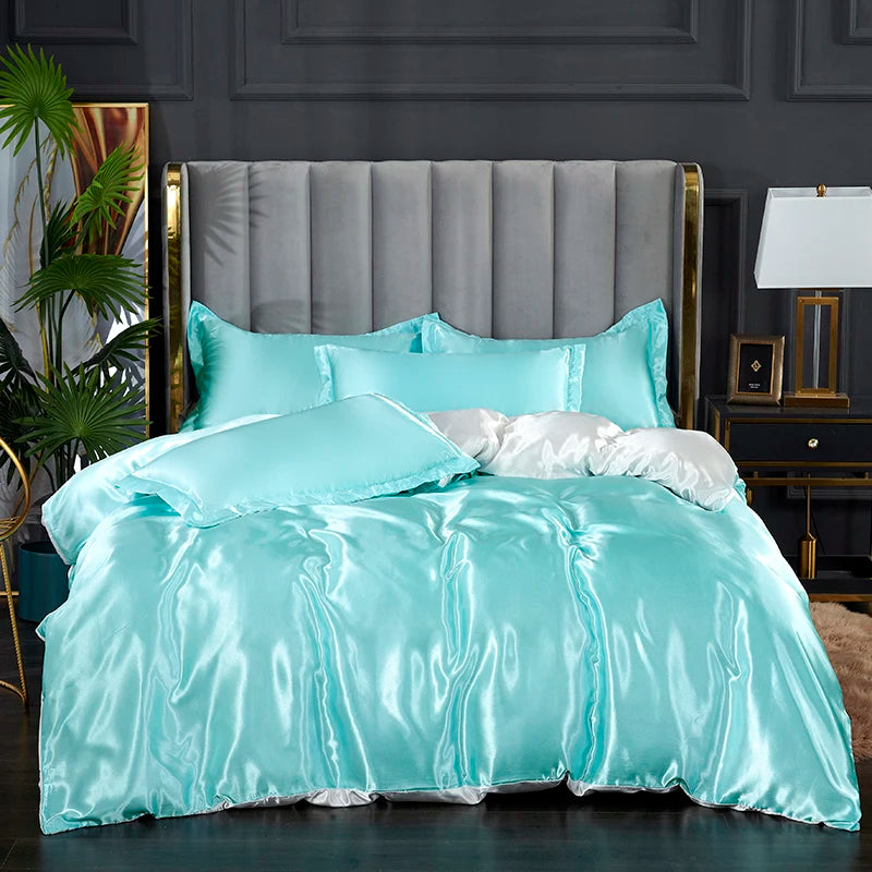 Three-piece silky satin duvet cover set by 𝕄𝕔 𝕋𝕙𝕖 𝔹𝕝𝕒𝕔𝕜 𝔻𝕚𝕒𝕞𝕠𝕟