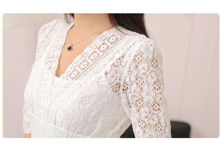 Slim fit women's lace V-neck beach dress by MC THE BLACK DIAMOND, featuring lightweight fabric and elegant design.