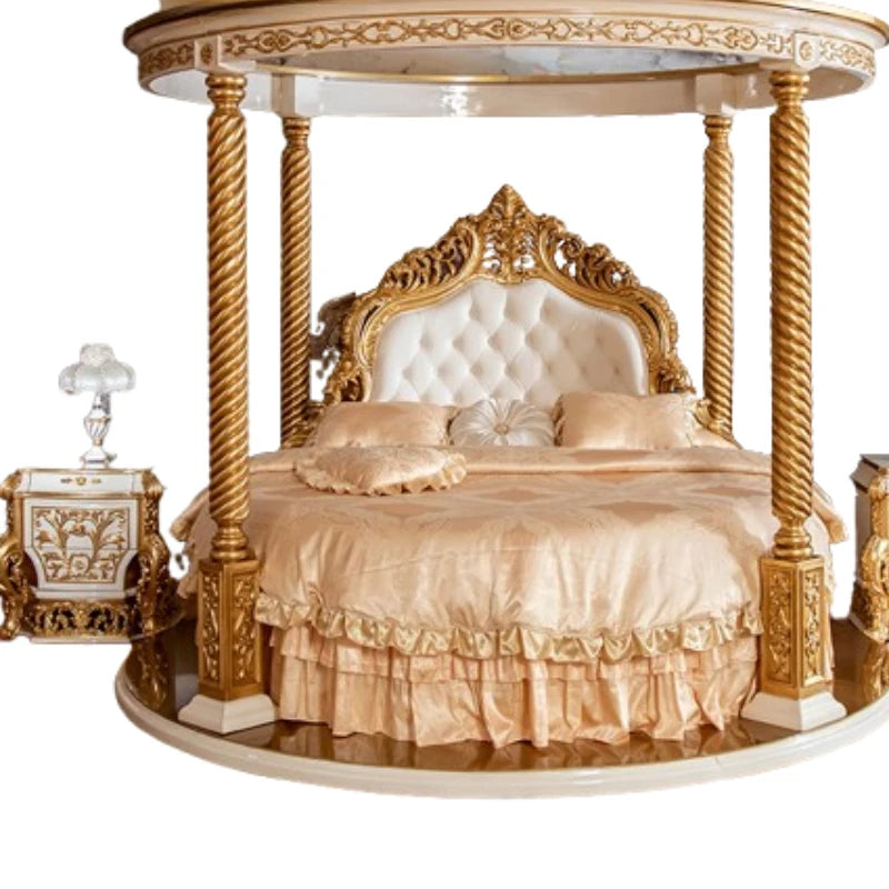 European Luxury Round Bed Design Wedding Lounge Aesthetics Romantic Comfortable Bed Castle King Size Muebles Home Furniture - https://mohammadcollection.com