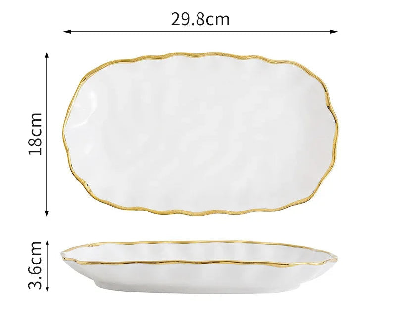 Elegant Light Luxury MC THE BLACK DIAMOND ceramic dinnerware set with white plates and bowls, stylish and modern household tableware.