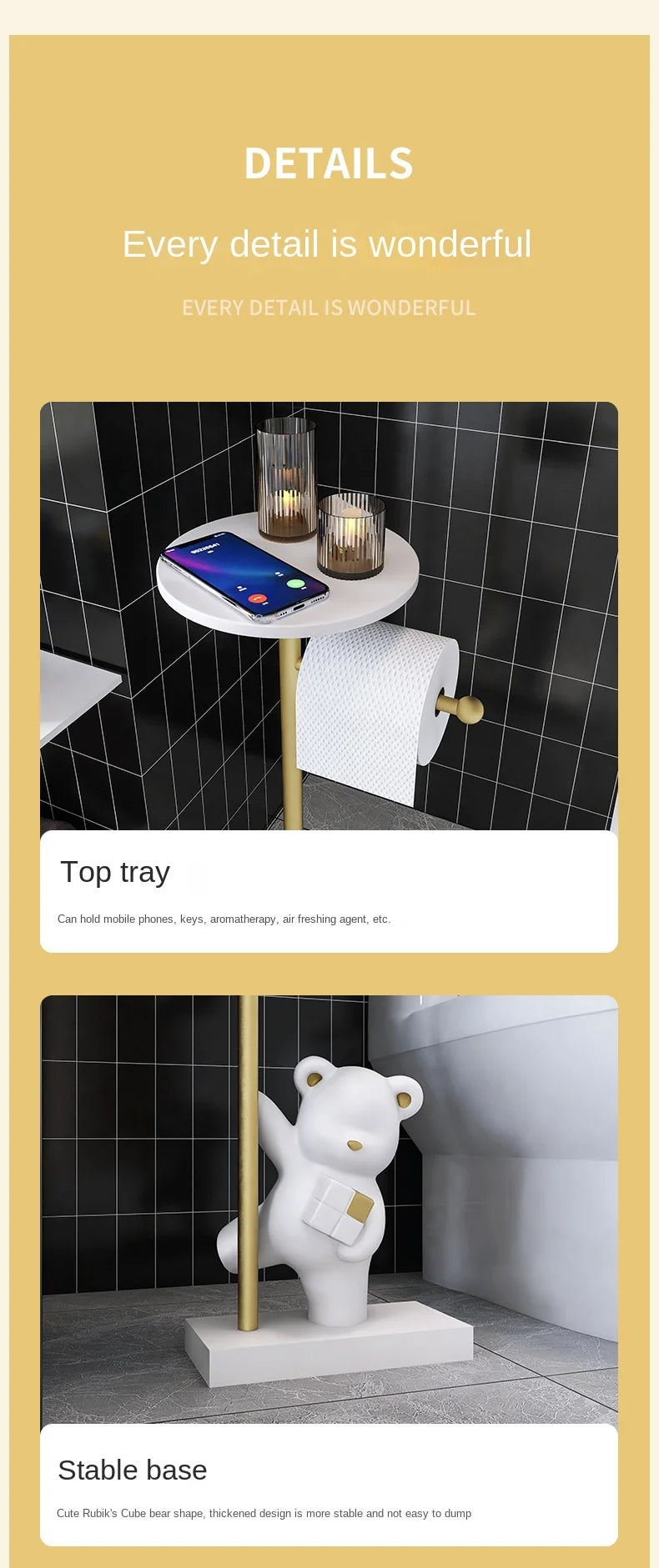 Nordic simple household decoration Bear figurine toilet roll paper rack floor decoration storage rack beside bathroom toilet - ๐๐ฎ ๐๐๐ ๐น๐๐๐๐ ๐ป๐๐๐๐ ๐๐