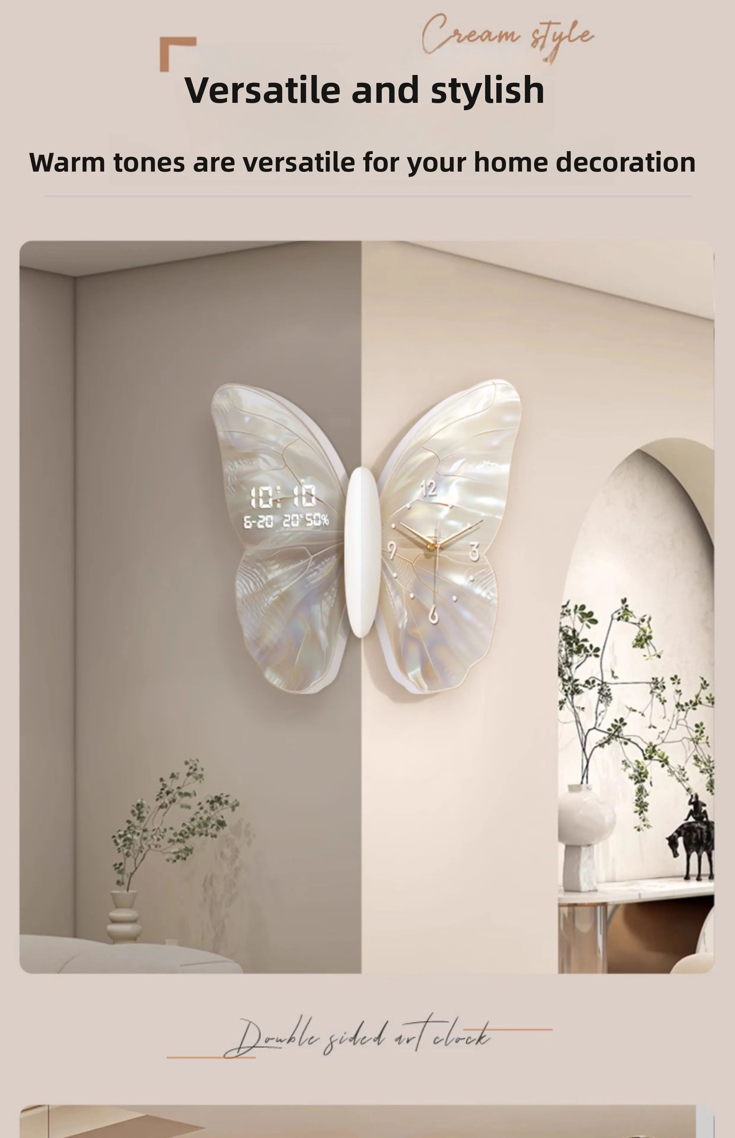 Double-sided white digital corner wall clock by MC THE BLACK DIAMOND showing time display and modern design.