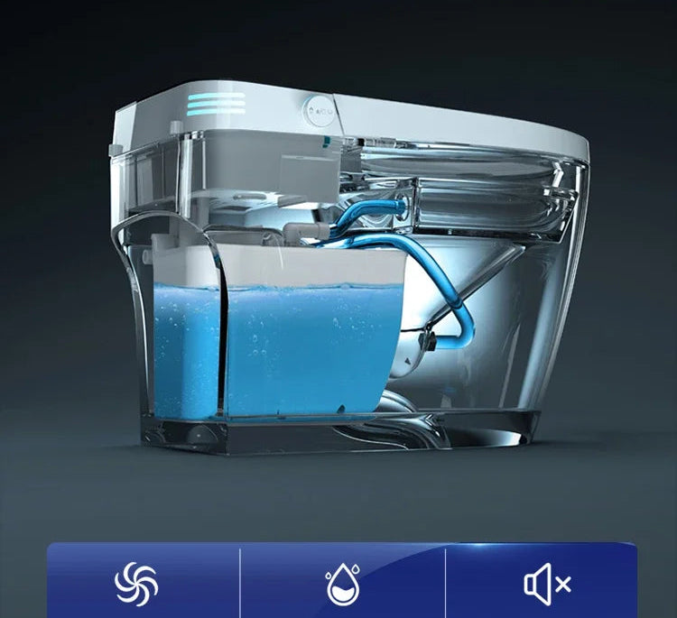 Fully automatic MC THE BLACK DIAMOND smart toilet with voice control, instant hot water, and no water pressure limit.