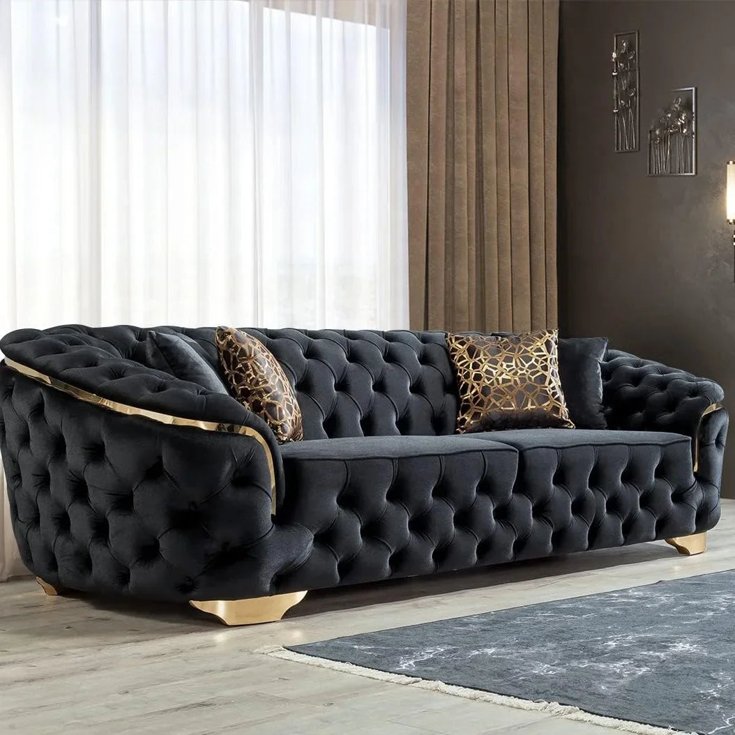 Black velvet 2-seater sofa from ๐๐ ๐๐๐ ๐น๐๐๐๐ ๐ป๐๐๐๐ ๐