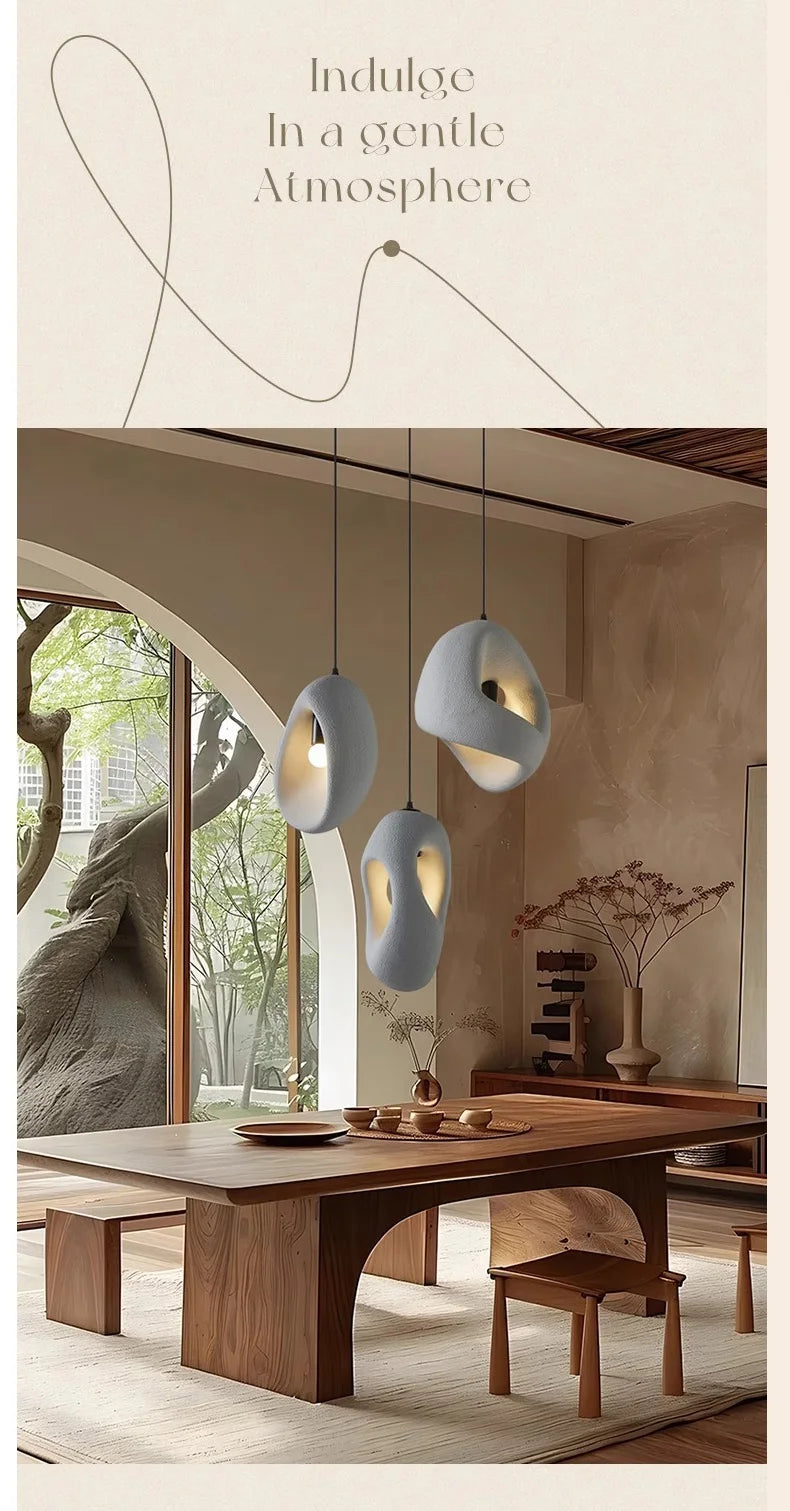 MC THE BLACK DIAMOND Nordic Villa Stairs Wabi Sabai E27 LED pendant light hanging from ceiling with warm glow.