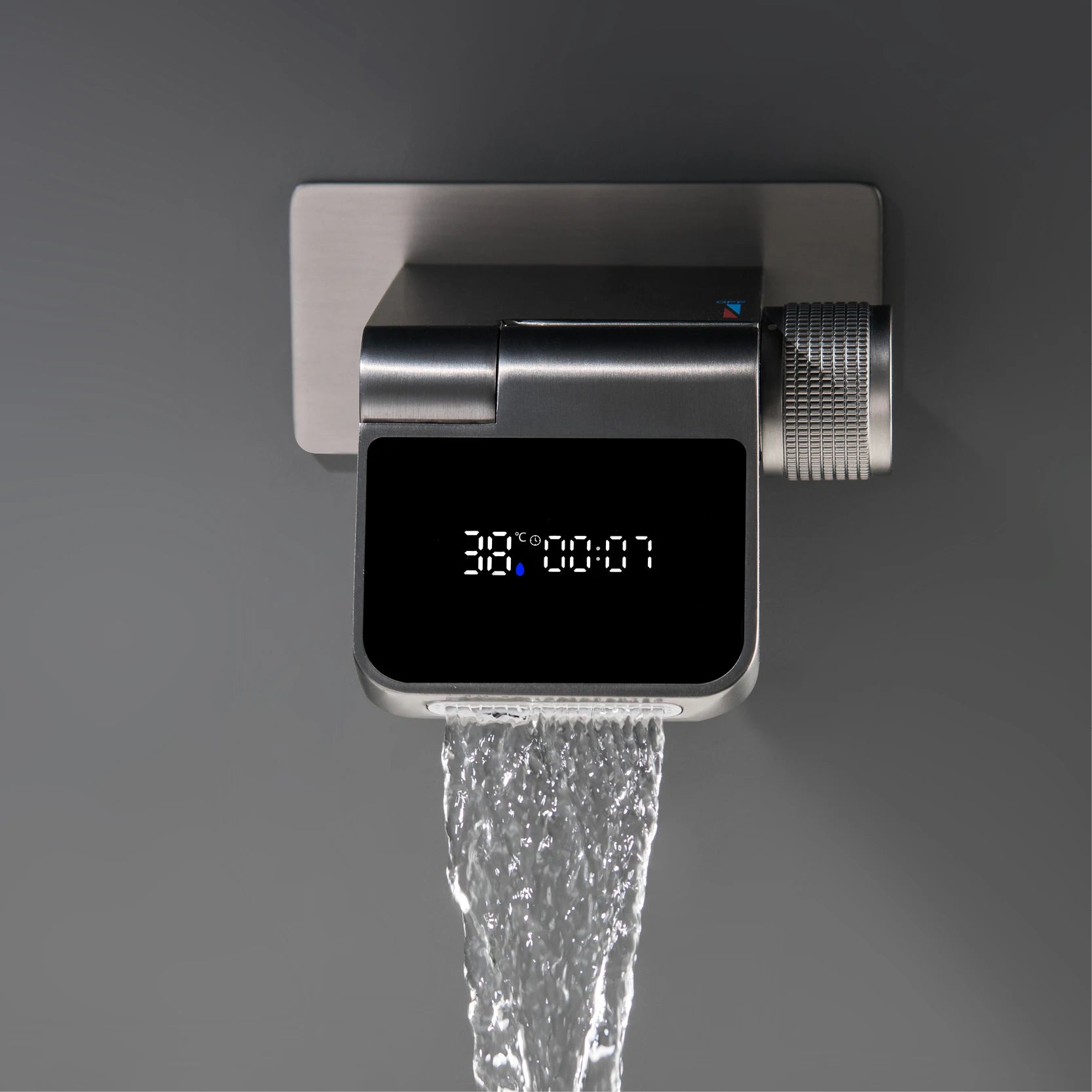 Wall-mounted luxury brass bathroom sink faucet with LED display, hot and cold dual control, sleek white finish by ๐๐ ๐๐๐ ๐น๐๐๐๐ ๐ป๏ฟฝ