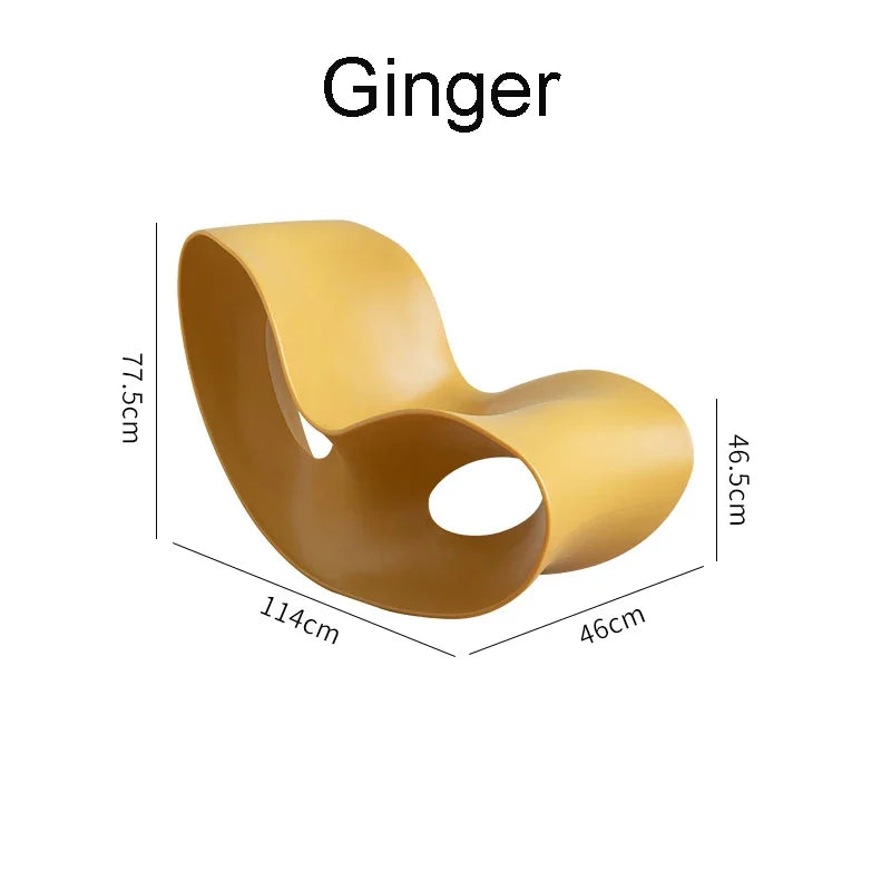 Modern MC THE BLACK DIAMOND rocking lounge chair, rotational-molded polyethylene armchair with a sleek, post-modern design.