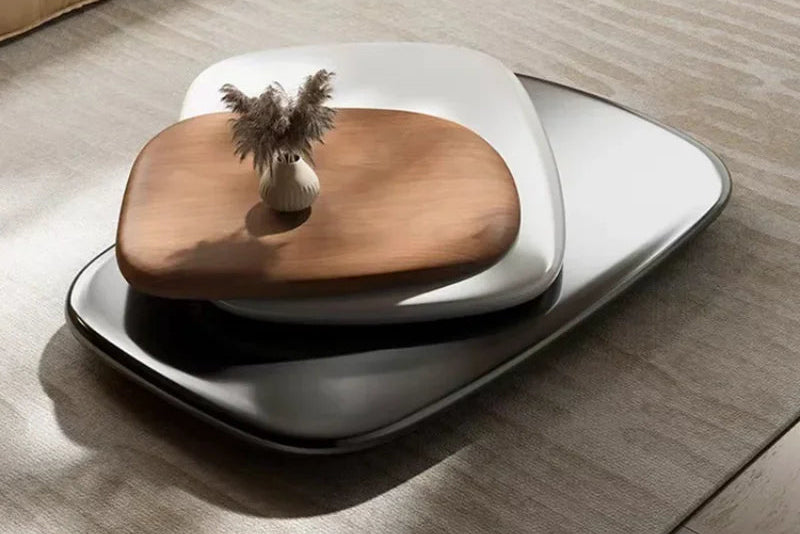 Modern Italian designer floating coffee table by MC THE BLACK DIAMOND, ideal for large apartments with sleek, high-quality craftsmanship.