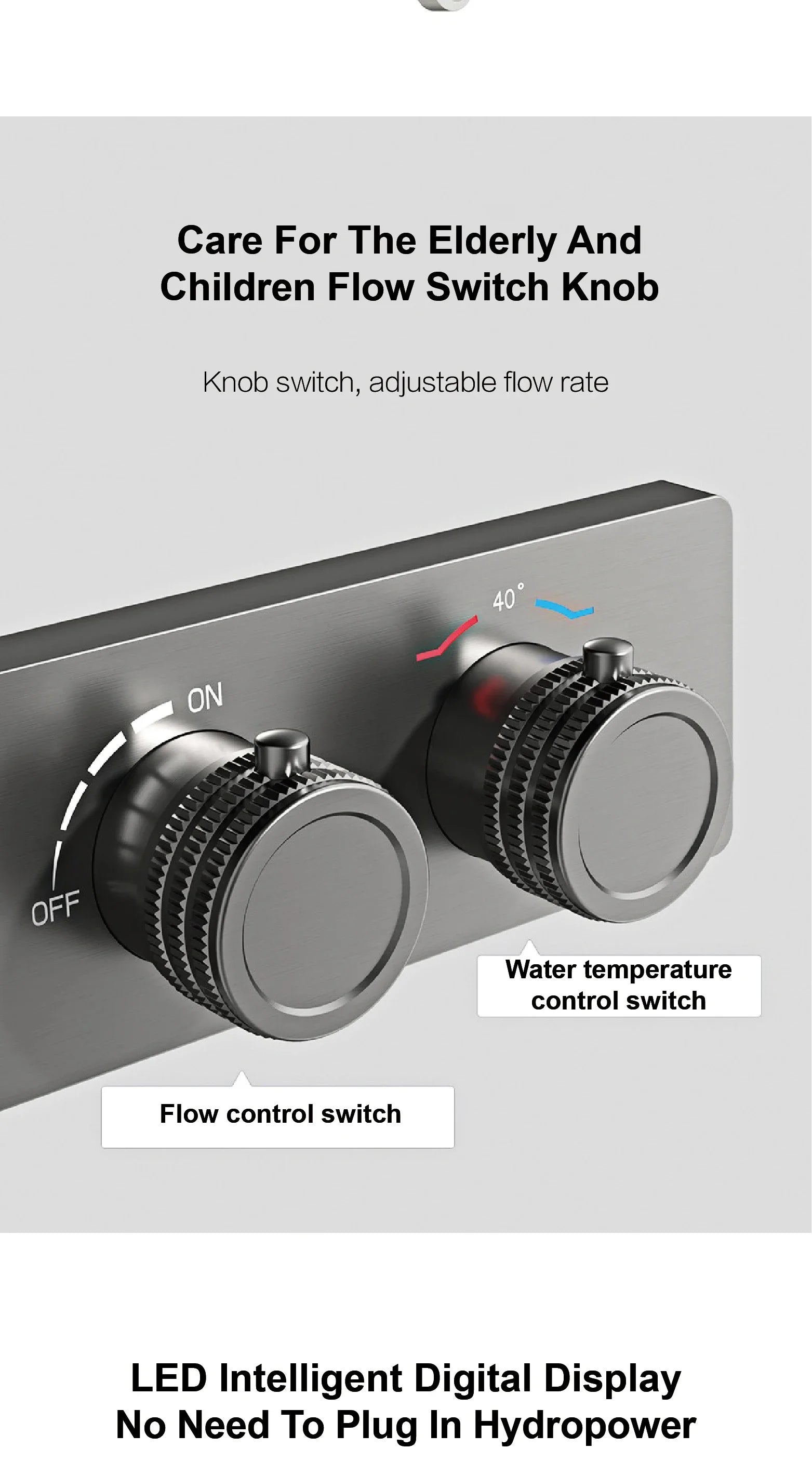 Luxury brass gun gray ceiling shower system with LED digital display, hot and cold water, embedded bathroom faucet by 𝕄𝕔 𝕋𝕙𝕖 𝔹𝕝𝕒𝕔𝕜 𝔻�
